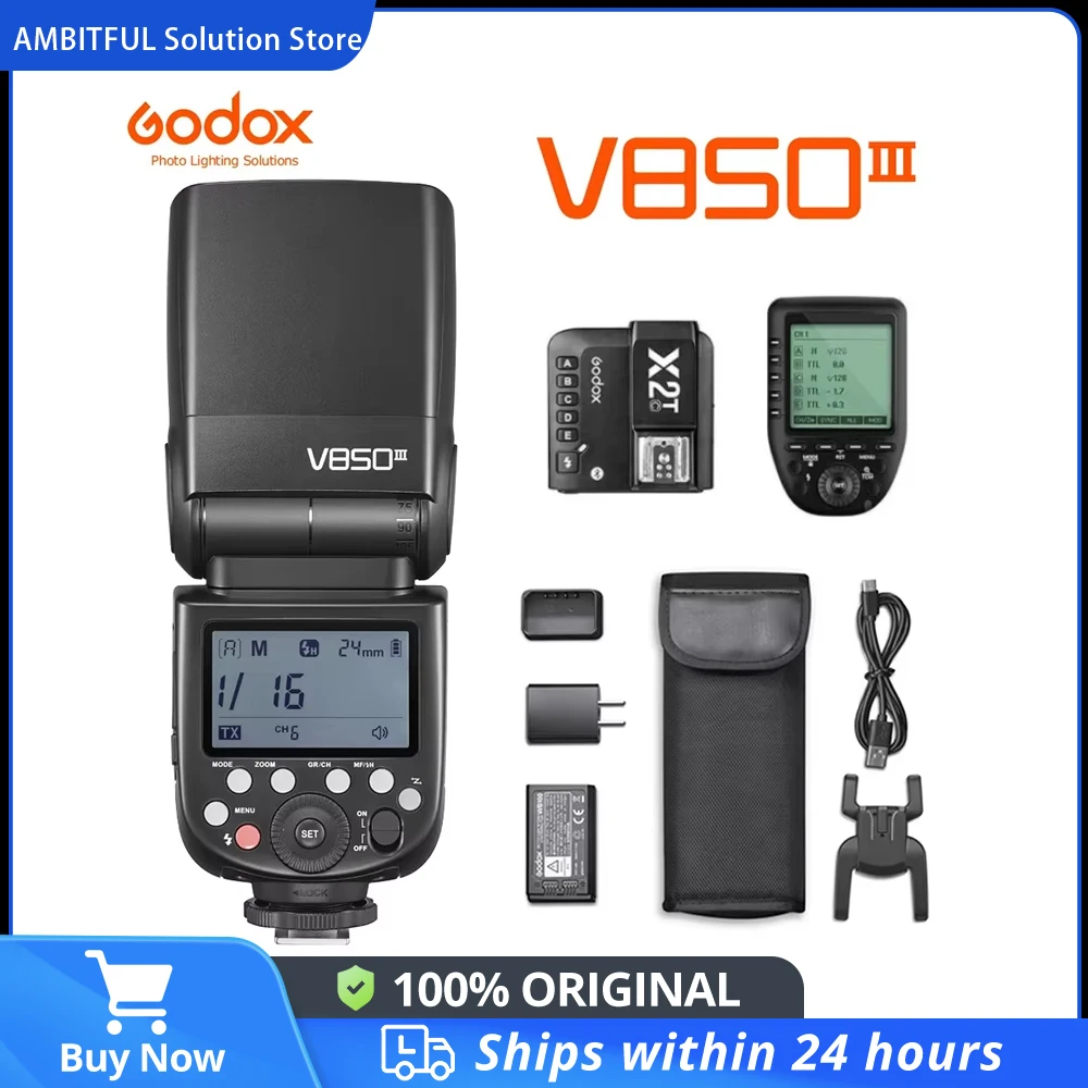 GODOX V850III 76W HSS Speedlite 2600mAh Li-ion Battery 2.4G Flash GN60 X2T XPro for Camera Canon Nikon Sony Pentax Olympus Fuji