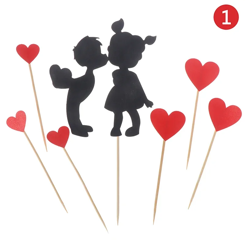 1Set Valentine\'s DayCake Topper Love Heart Sweet Lovers Cake Topper for Anniversary Valentine\'s Day Party Cake Decorations