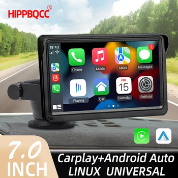 HIPPBQCC CarPlay Android Auto Car Radio Multimedia Video Player 7inch Portable Touch Screen With USB AUX For Rear View Camera