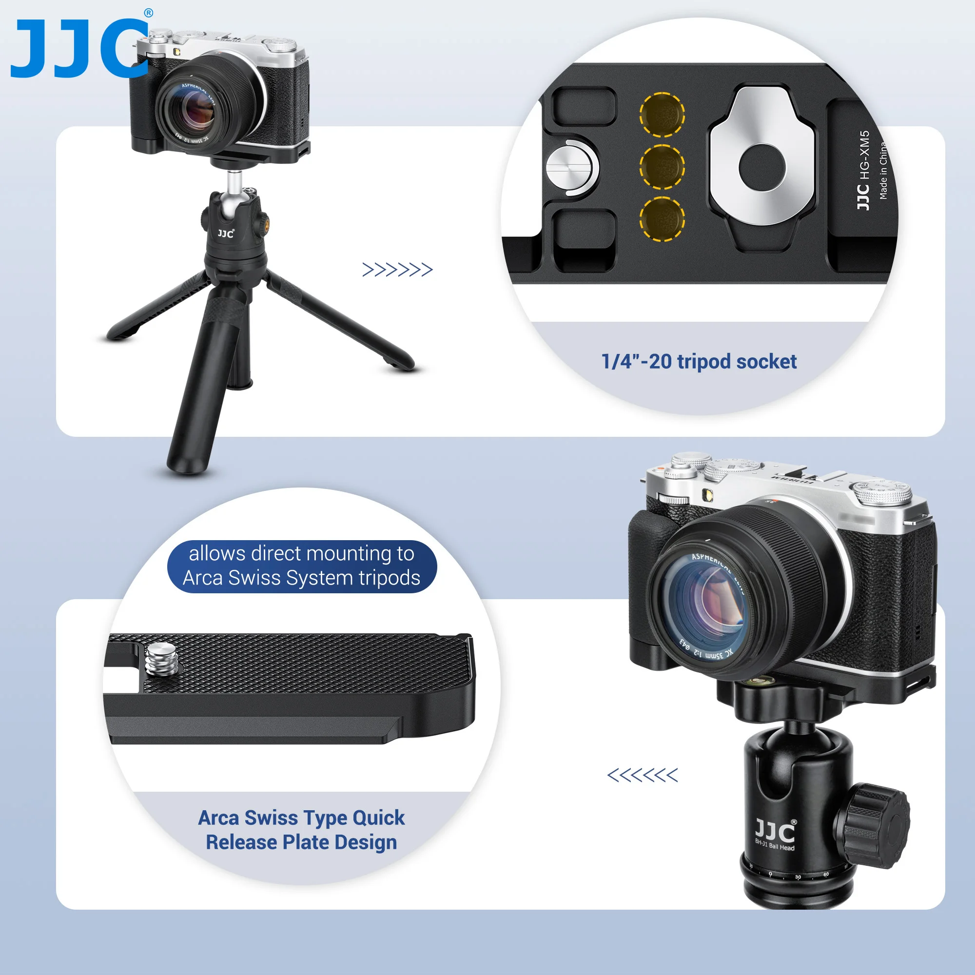JJC L-Shape Bracket Handle for Fujifilm Fuji X-M5 XM5 Camera with