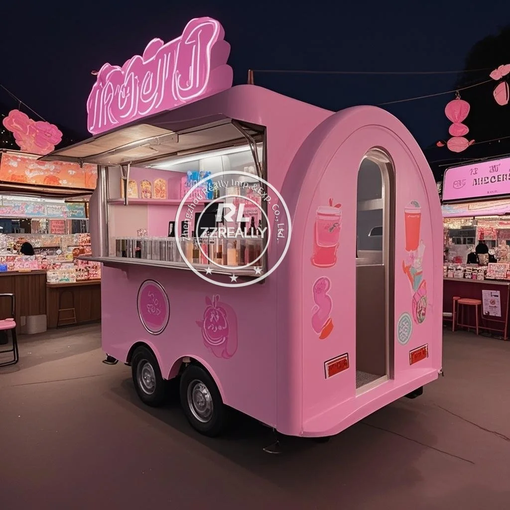 

Mobile Food Truck Mobile Kitchen Fully Equipped Small Round Mobile Hot Dog Coffee Cart Fast Food Trailer