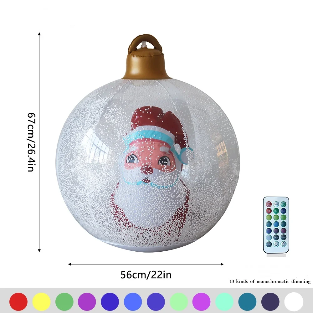 67x56cm bola de natal inflável gigante com luzes brinquedo de natal pvc brinquedos infláveis decorados árvore de natal bola de boneco de neve