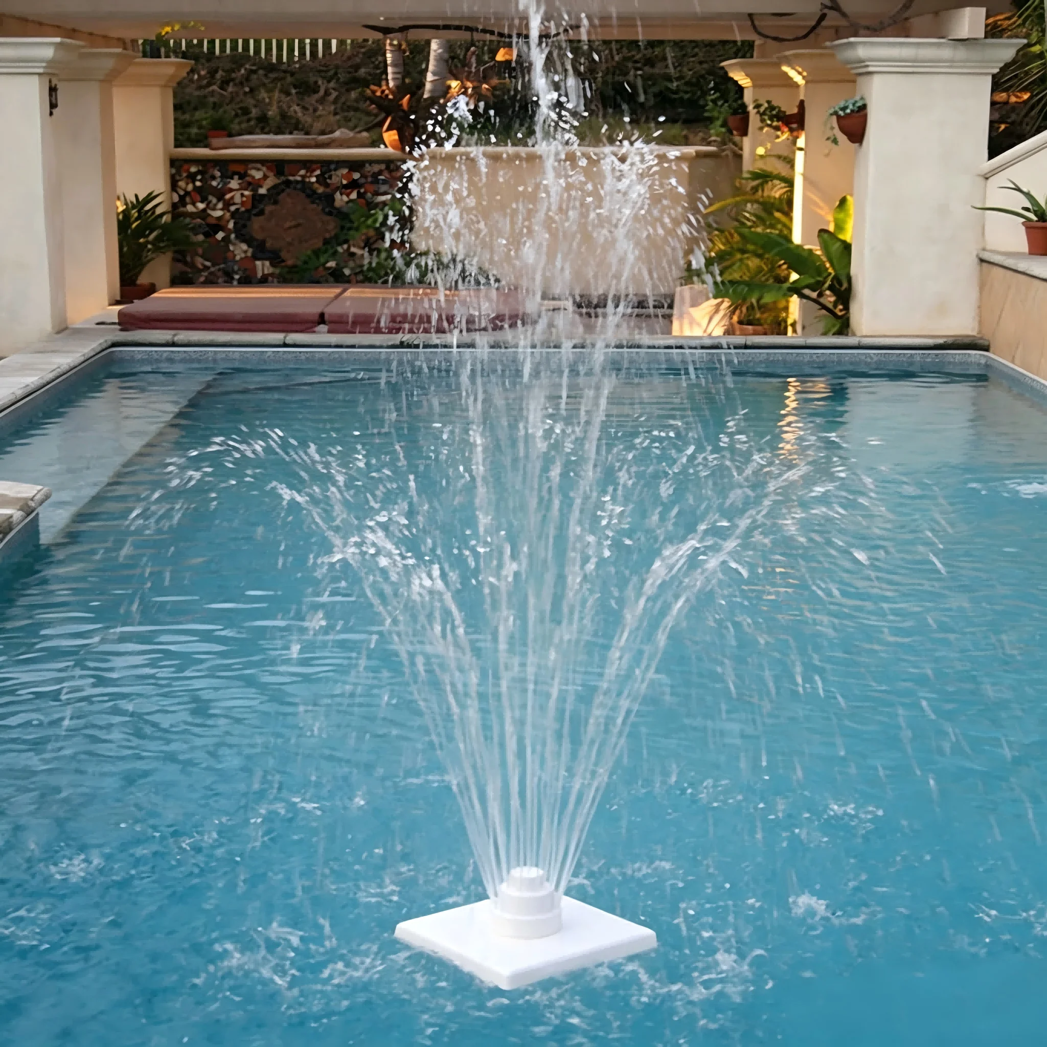 Outdoor Floating Grecian Fountain White 3-Tier Water Feature Simple Installation for All Types Swimming Pools Landscape Ornament