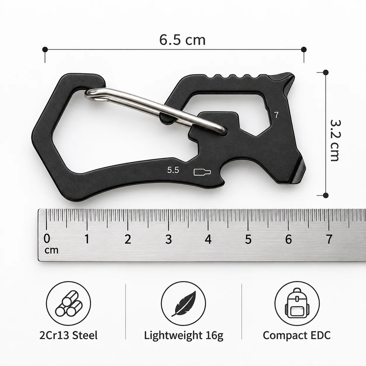 Multifunctional Multifunctional Carabiner Hex Driver Bottle Opener Outdoor Keychain Stainless Steel Keychain Ring