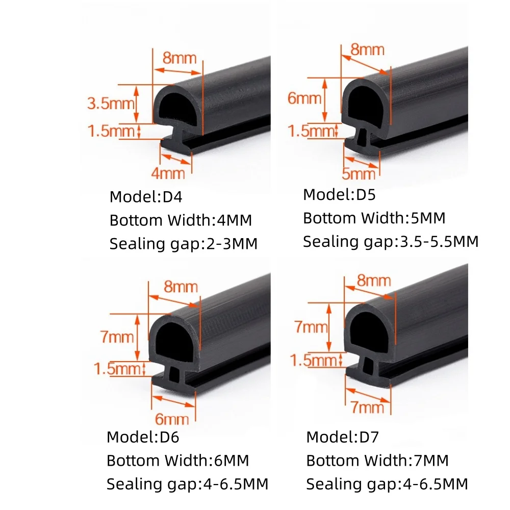 문 및 창문용 실리콘 씰링 스트립, 따뜻한 방풍, 충격 흡수 완충, 충돌 방지 씰링 스트립, 10m