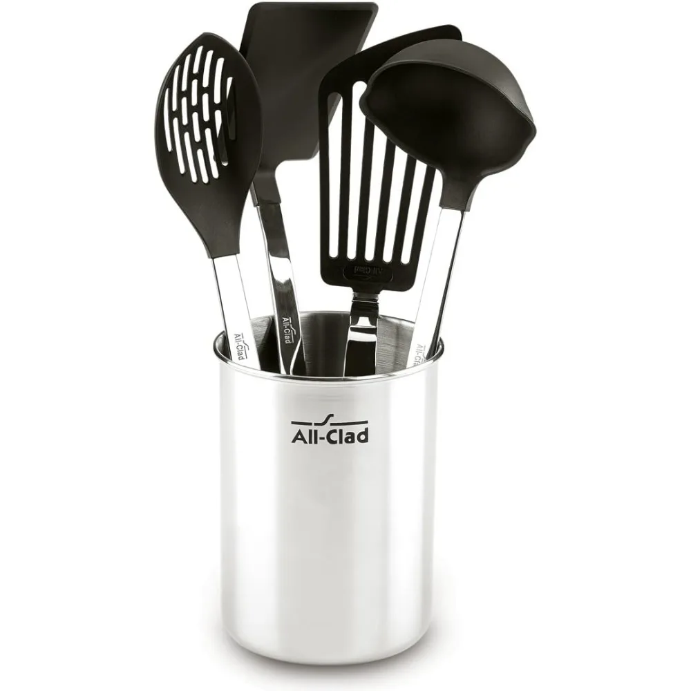 All-Clad Specialty Stainless Steel with Nylon Head Kitchen Gadgets 4 Piece Tool Set with Caddy Kitchen Tools