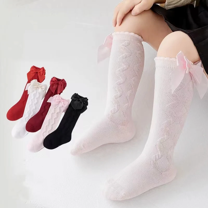 Child\'s Lolita Cotton Stockings Sweet Butterfly Socks for Children Girl\'s Princess Ballet Style Ribbon Knee-High Sock Girls Gift