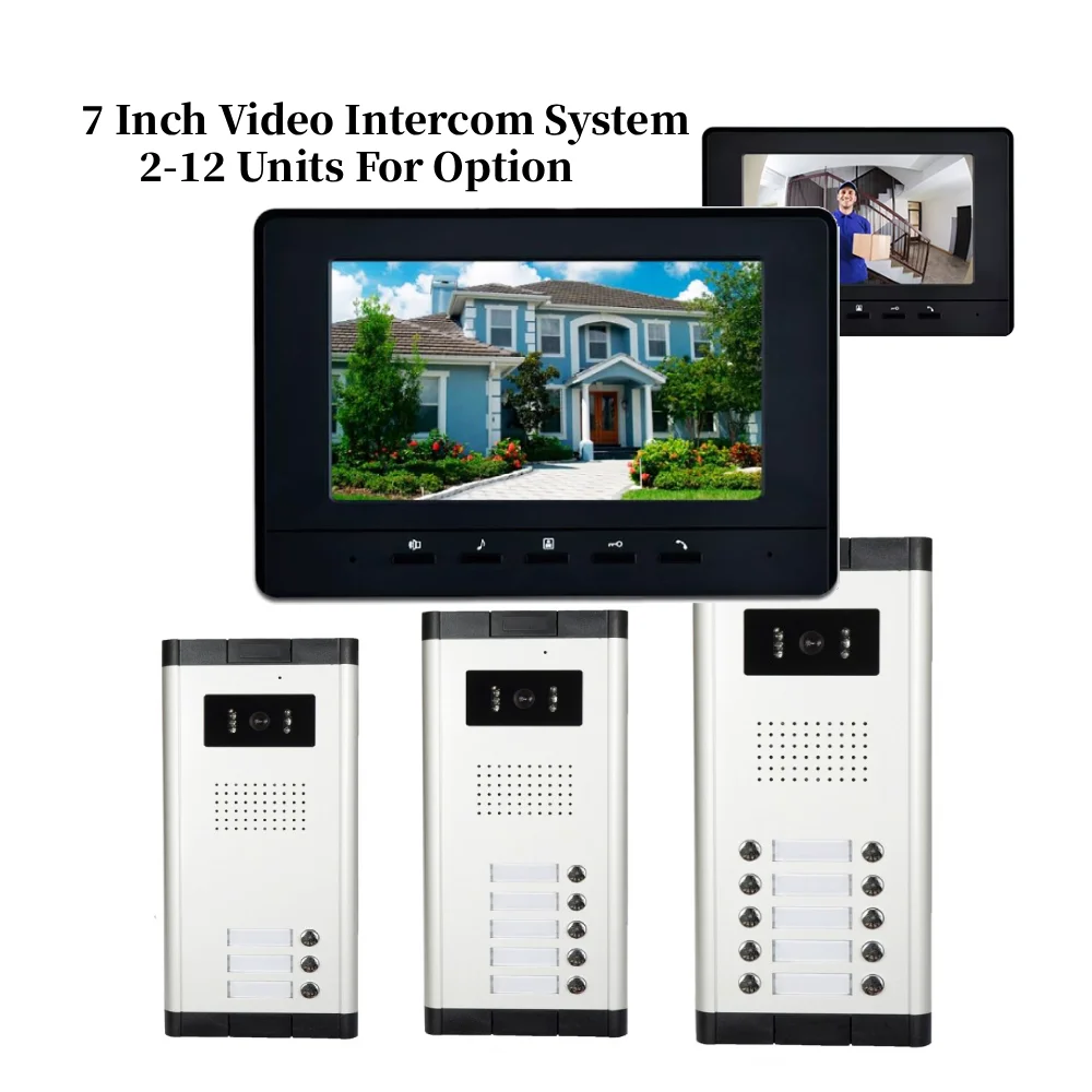 

2/3/4/5/6/8/10/12 Units Visual Intercom System Apartments Home Doorbell With Rfid Access Control Video Door Phone Kits