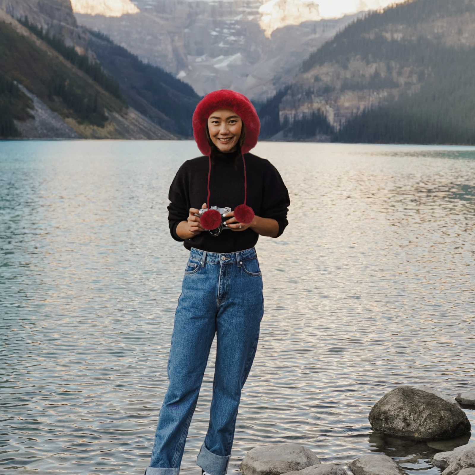 قبعة شتوية دافئة للنساء من البوليستر السميك في الهواء الطلق، قبعة مريحة للتنفس مناسبة للمدرسة والتزلج والارتداء الكاجوال #1