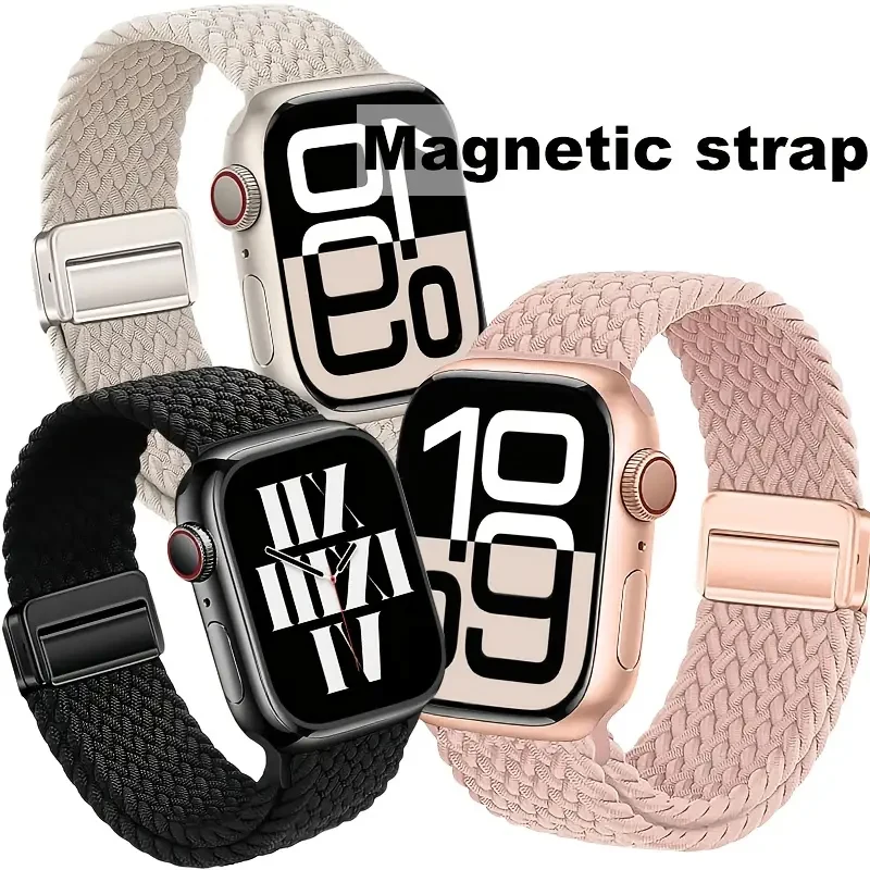 Strap for Apple watch Band 46mm 42mm 45mm 44mm 40mm 41 38 pulseira magnética trançada correa iWatch série 11 10 9 8 7 6 SE Ultra