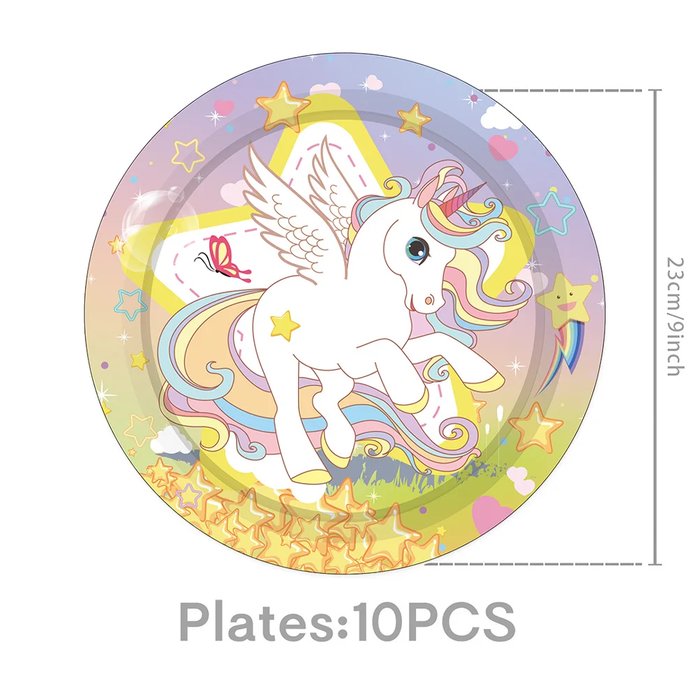 Cartoon Rainbow Unicorn Birthday Decoration Balloon Unicorn Plate Tablecloth Cake Decoration Party Supplies Birthday Gift view 3