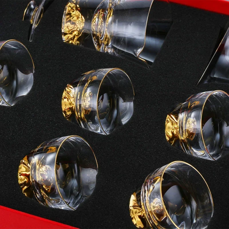 Japanese crystal glass teacup, thickened heat-resistant gold foil fair cup, tea set