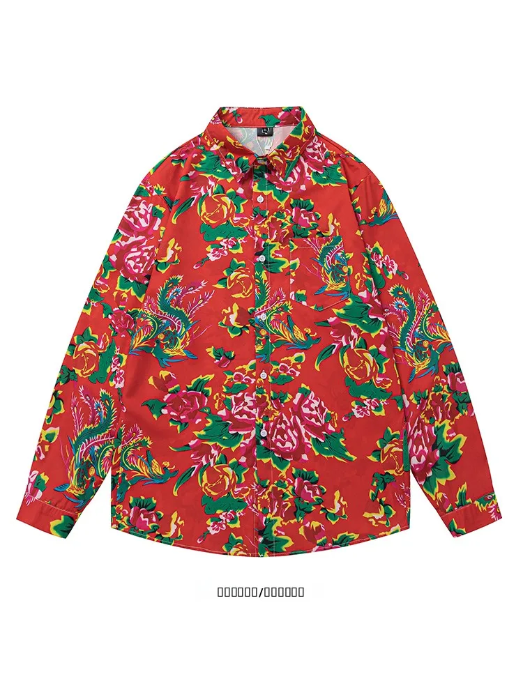 

Мужская свободная рубашка с длинным рукавом и цветочным принтом, повседневная, с оригинальным дизайном, удобная, для осени и зимы, с высокой степенью возврата заказов, прочная.