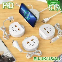 Multifunction USB Desktop Power Strip 4 Ports Type C Quick Charging Socket Home Electronics For Tablet Laptop EU/US/UK Plug