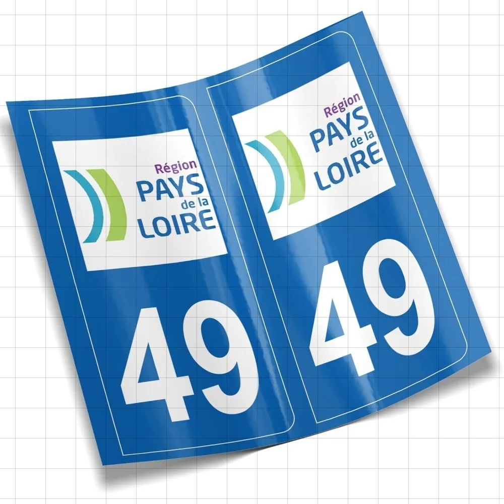 

France 49 Maine-et-Loire 2 stickers for car registration plate French departments