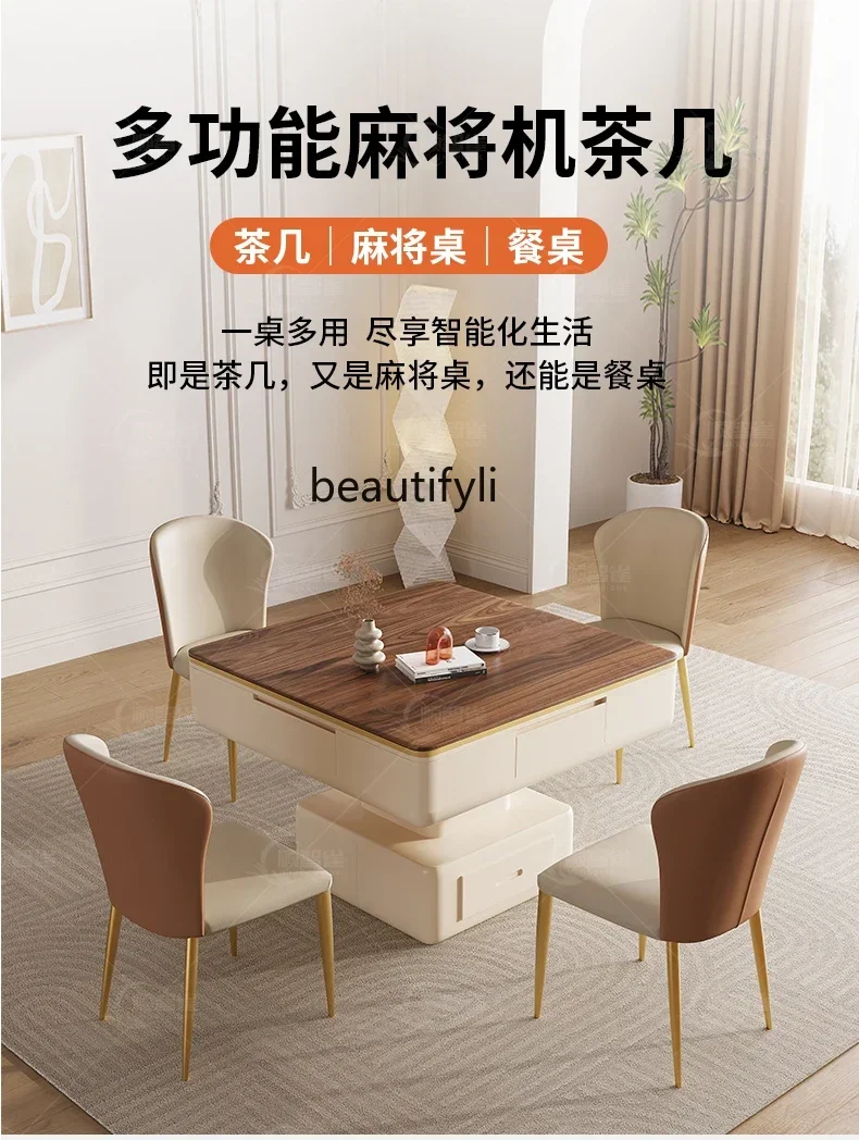 Lifting coffee table mahjong table integrated dual-purpose automatic multi-functional household cream wind mahjong machine