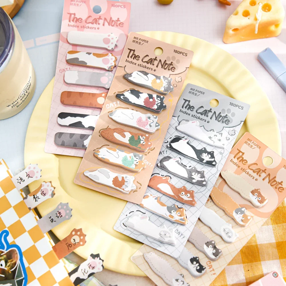 

Cartoon Cat Series Index Sticker Classification Label Stickers BookMarker Stickers Memo Stationery