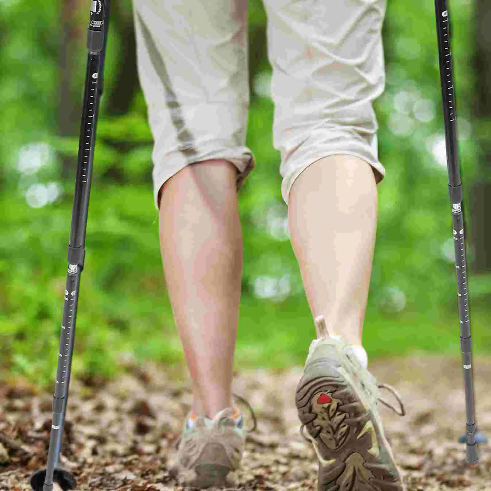 

Non-slip Adjustable Hiking Stick (black) Aluminum Alloy Walking Travel Elder Elderly Cane Portable Trekking Pole