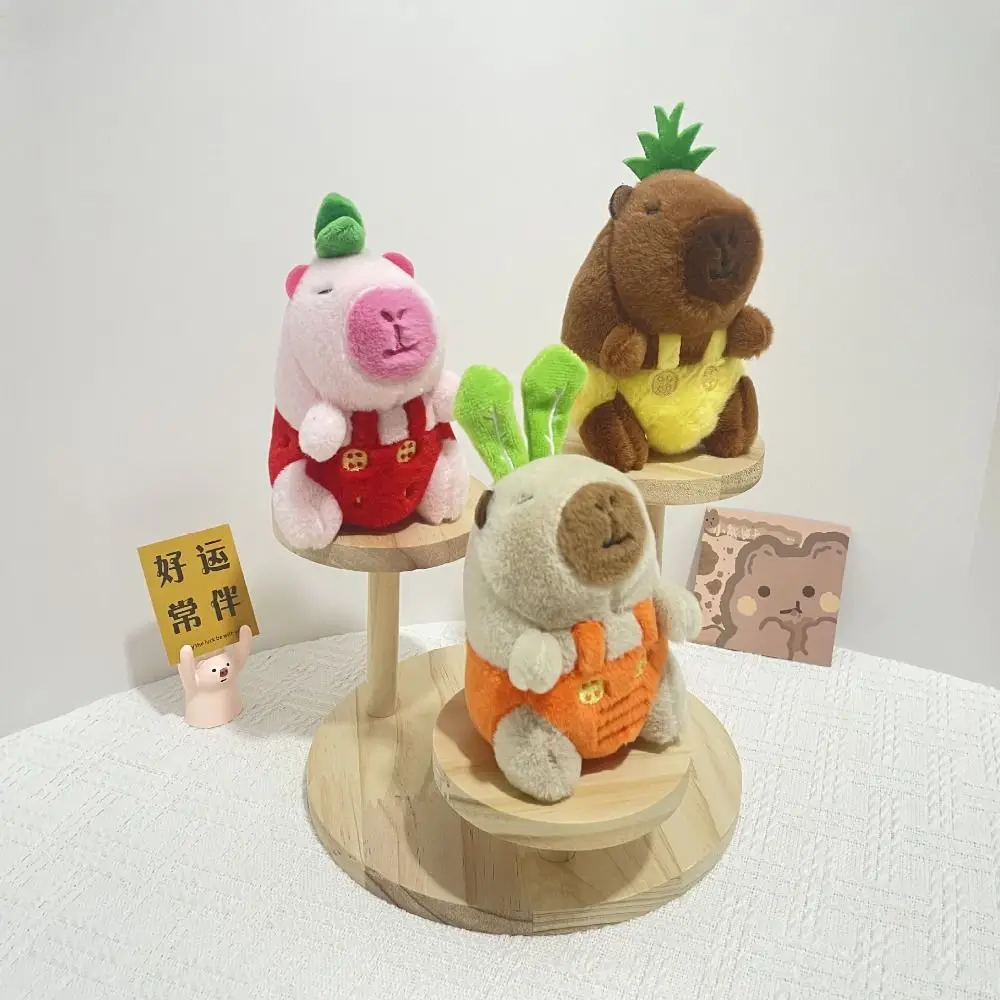 여러 가지 빛깔의 봉제 카피바라 키체인, 만화 카피바라 인형, 동물 과일, 카피바라 인형, 부드러운 기니피그, 푹신한 동물 인형
