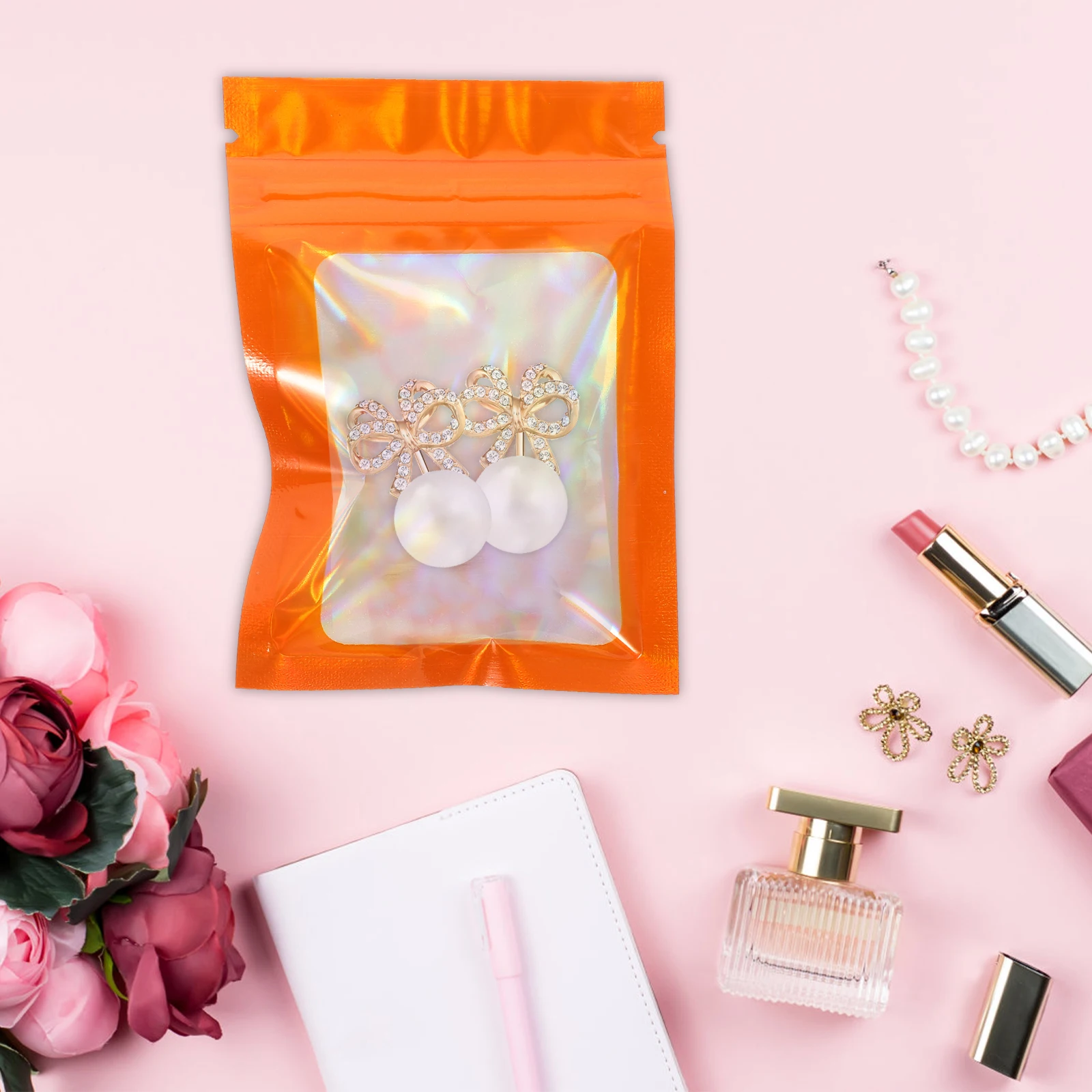 

100pcs Jewelry Resealable Waterproof Dust Proof Storage Bags For Earrings Necklaces Beads Small Accessories Reusable