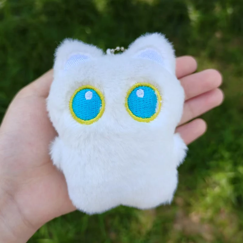 Porte-clés en peluche chat mignon, yeux bleus, chaton doux, jouet à presser, clé de voiture, sac à dos, pendentif, décor de sac, cadeau d'anniversaire, 1-12 pièces