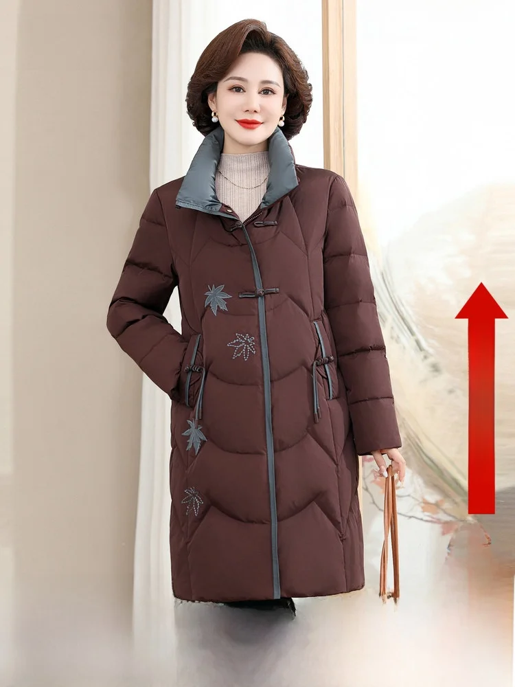 

Женская утепленная куртка Snow Flng Spring 2026 средней длины с воротником-стойкой, модный дизайн, для повседневной носки