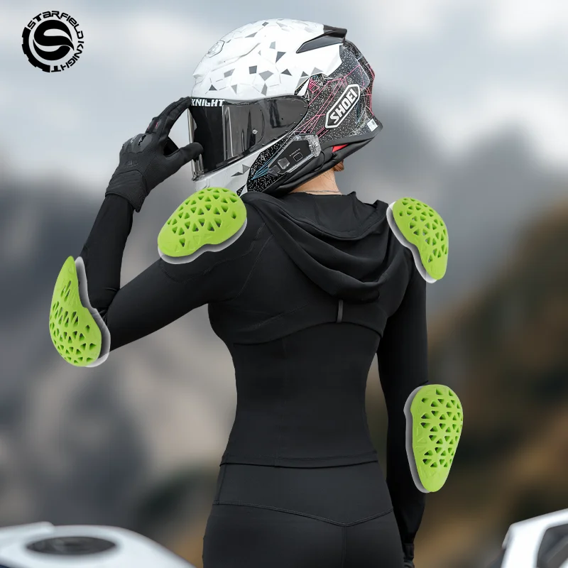 SFK Black Motorcycle Jacket Slim Fit Soft Armor Women's Riding Clothes Hooded Summer Breathable Moisture-wicking Sweat-absorbing