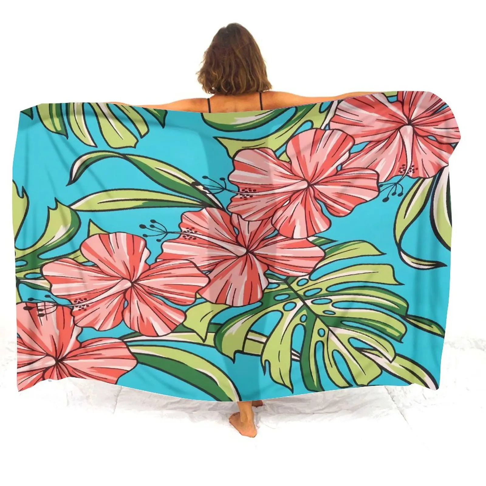 Seaside Bikini Anti-Slip Coat Sunshade Sarong Scarf Temperament Elegant Shawl Sarong Custom Summer Ladies Sarong Polynesian