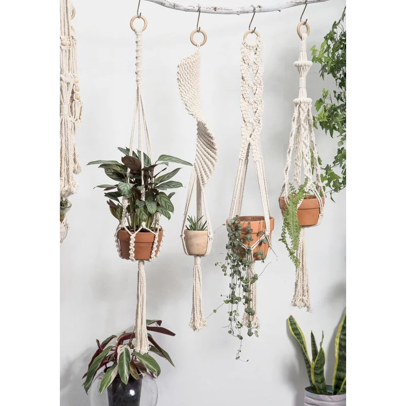 Handmade Macrame Plant Holder 100% Cotton Various Styles Flower Pot Hanger Hanging Basket For Wall Decorantion Courtyard Garden