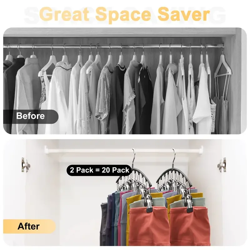 Curved Space-Saving Hanging Rack For Yoga Pants And Leggings Closet Organizer With 10 Clips Pants Socks Hanger For Clothes Shops
