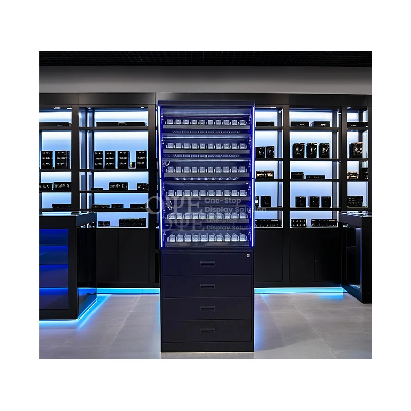 Custom.Smoke Shop Fittings أرفف السجائر عرض موقف مع خزانة تخزين Led Lighting Store Ra