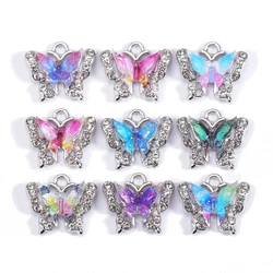 10Pcs Mixed Color Crystal Butterfly Animal Charm Pendant Sweet Women's Earrings Bracelet Accessories Diy Jewelry Making Supplies