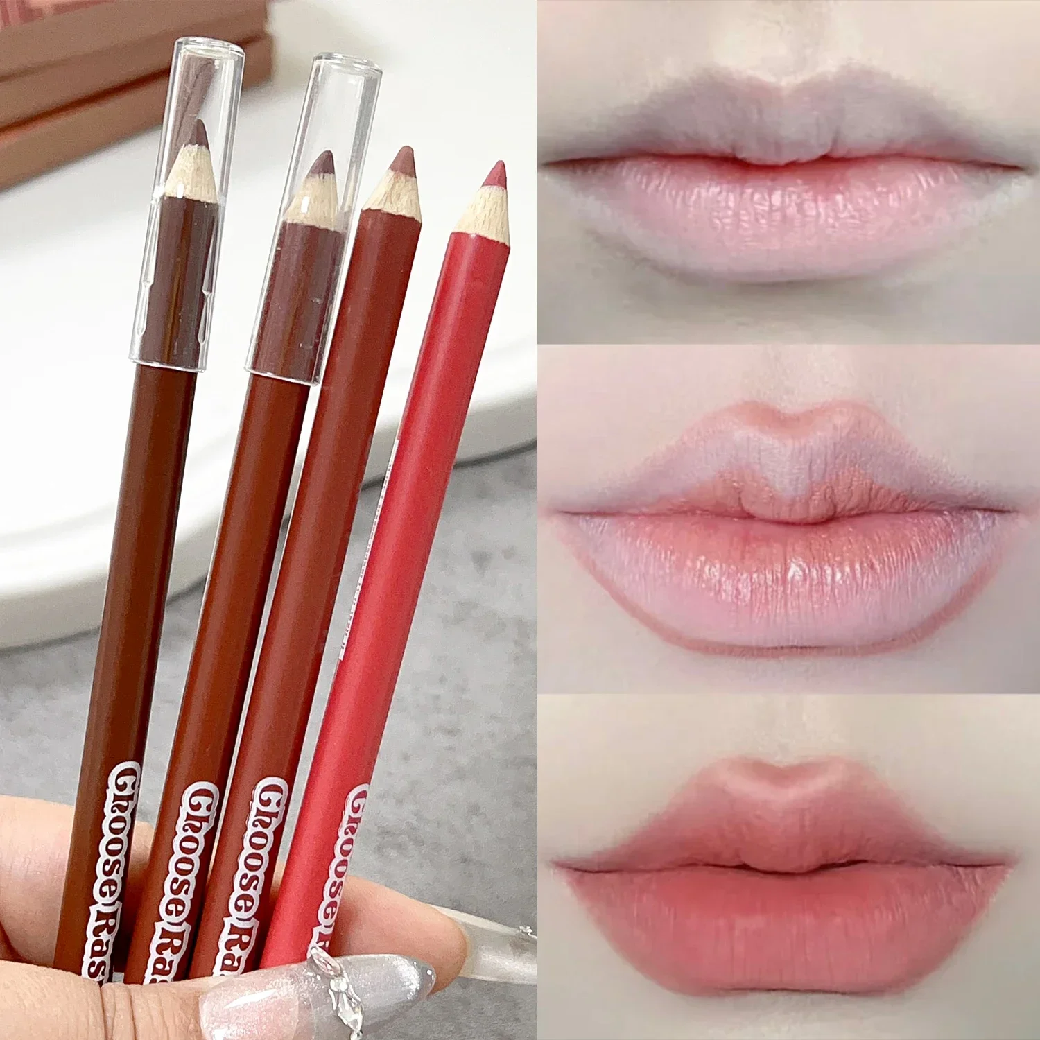 6 Colors Natural Brown Lip Liner Pen Matte Waterproof Contour Tint Lipstick Velvet Smooth Non-stick Lips Pencil Makeup Comestic