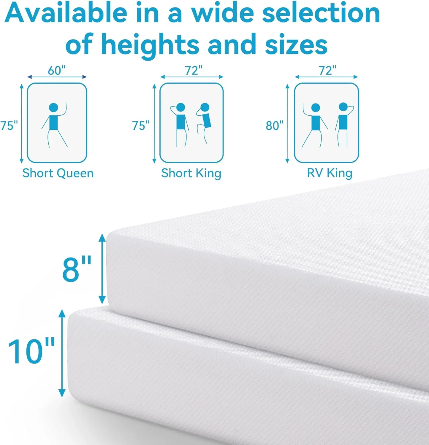 Hcore 8/10 inch Queen Size Mattress, RV Mattress with Tencel Cover,Small Queen/King Size for Camper/Truck/Trailer.