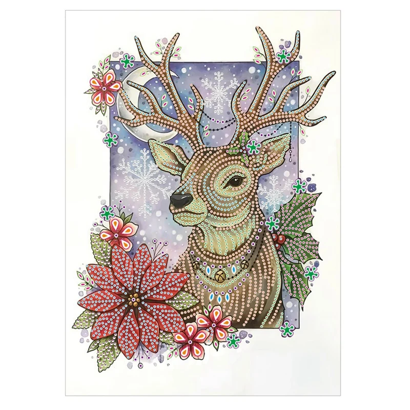 

DIY 5D Diamond Art Painting By Number Kit, Christmas Deer Special Shaped Rhinestone Diamond DIY Painting Wall Decor