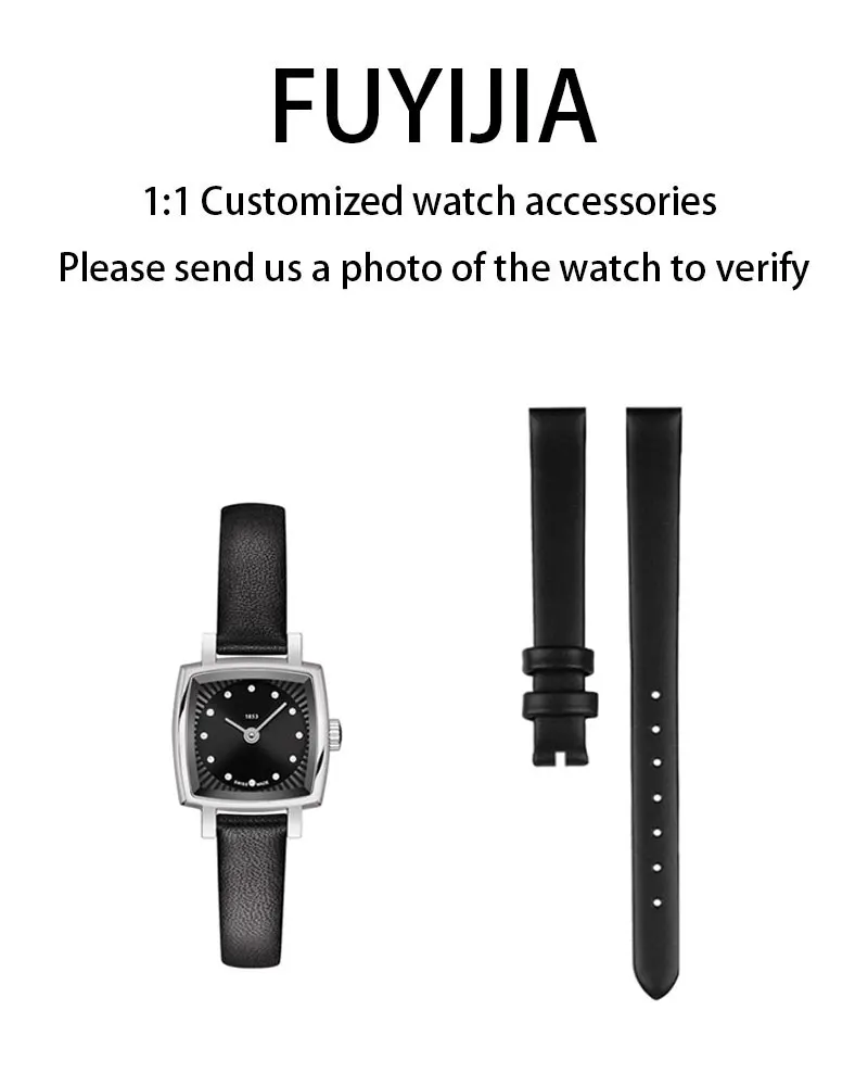 

FUYIJIA женские оригинальные ремешки для часов T-issot T-GOLD T058, 9*8 мм, мягкий ремешок из воловьей кожи с плоским интерфейсом, водонепроницаемый кожаный ремень