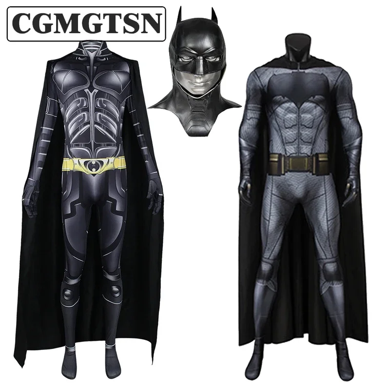 

CGMGTSN Movie Men Bat Superhero Cosplay Bruce Wayne Costume Black Jumpsuit Mask Outfits for Adults Halloween Dress Up Clothes