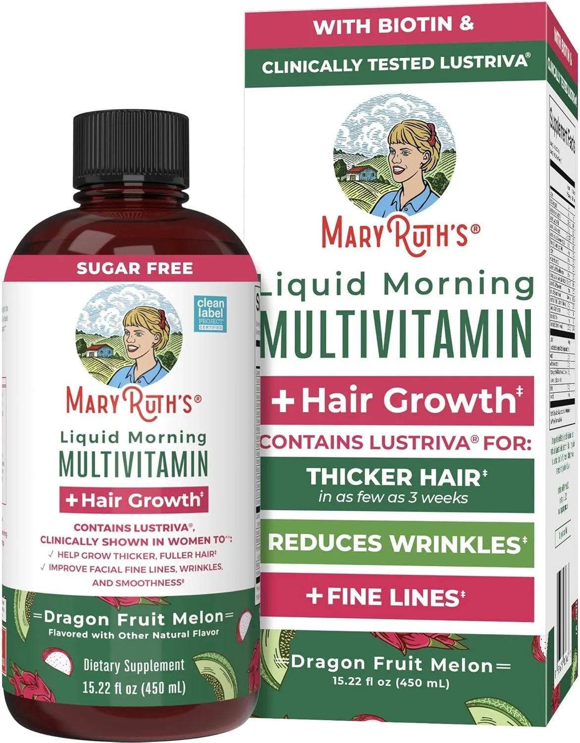 Liquid Morning Multivitamin + Hair Growth - Support Energy Metabolism, Nervous System, Promote Hair Growth, and Improve Immunity