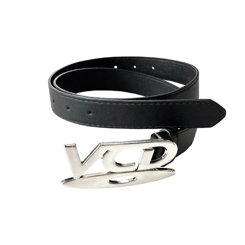 Cinto Unissex Nostálgico com Fivela de DVD - Faixa Decorativa Branca e Preta para Jeans, Perfeita para Uso Diário e Trajes de Festa