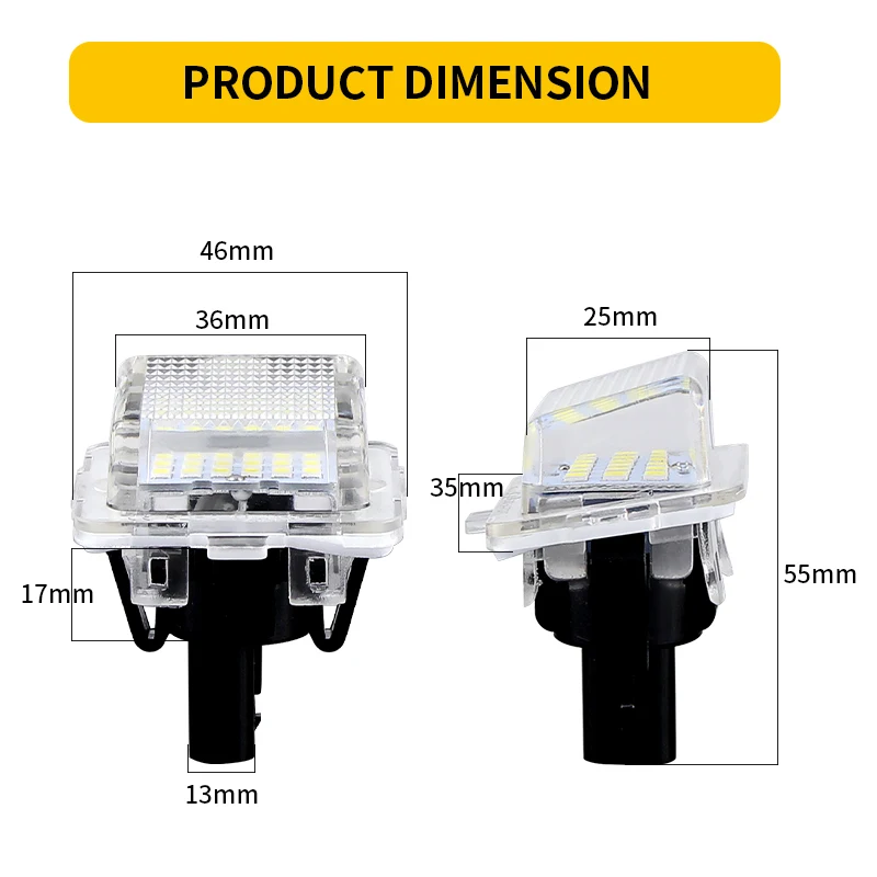 2pcs White No Error Canbus LED Number License Plate Light For Mercedes Benz W204 S204 W212 S212 C207 C216 W221