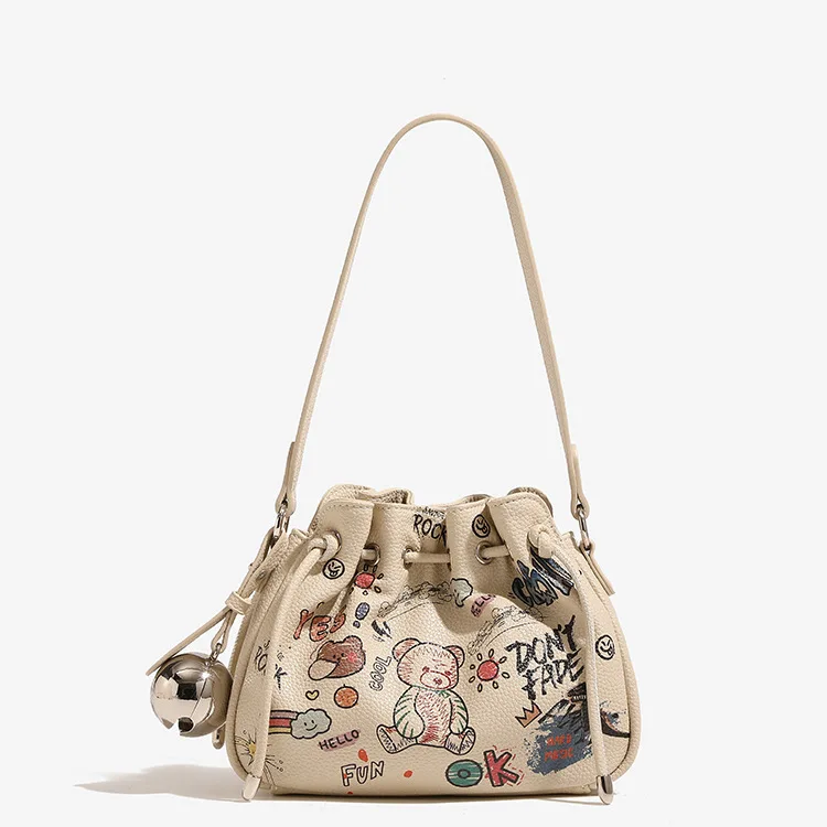 

Graffiti Bear Bag 2025 New Fashionable Versatile Backpack Single Shoulder Crossbody Bag for Women