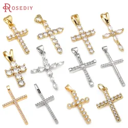 Brass Zircon Cross Necklaces Charms Pendants High Quality Accessories Jewellery Making Materials Rosediy official-website