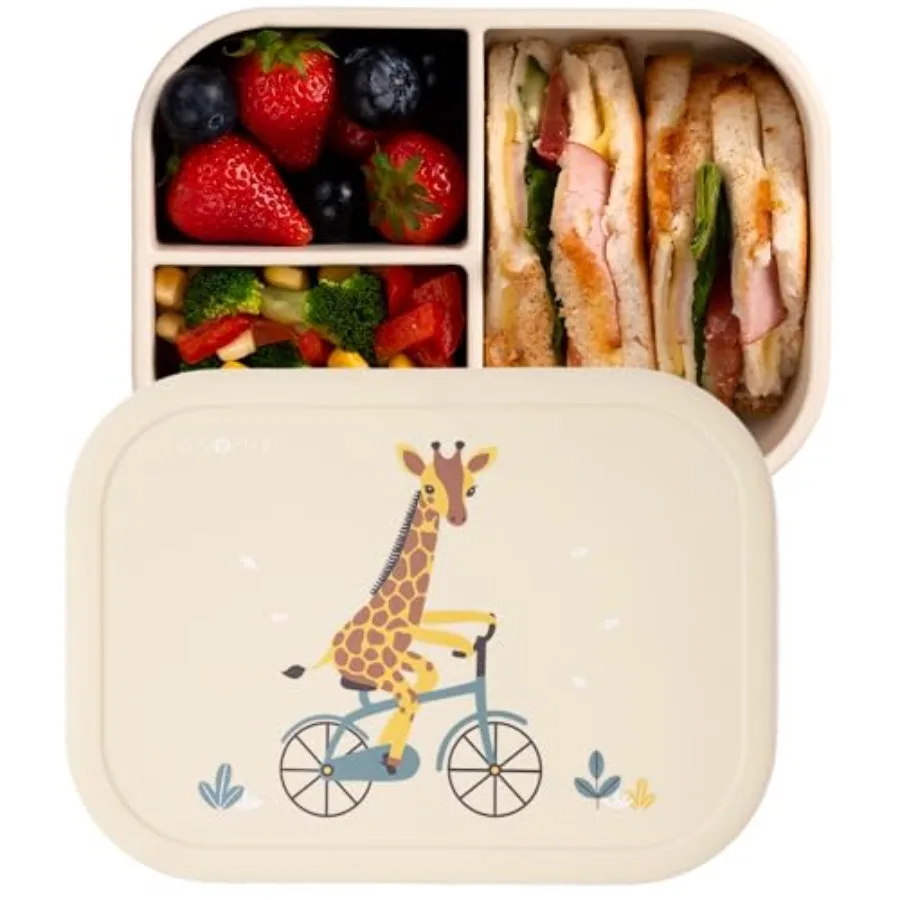 

Leakproof Silicone Bento Lunch Box with 3 Compartments for Toddlers and BPAFree Material Microwave and Dishwasher Safe Perfect