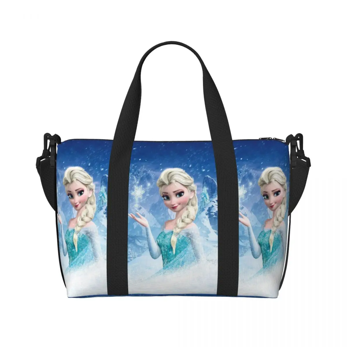 

Custom Frozen Anime Beach Tote Bag Women Classical Cartoon Movie Big Compartment Gym Beach Travel Bags