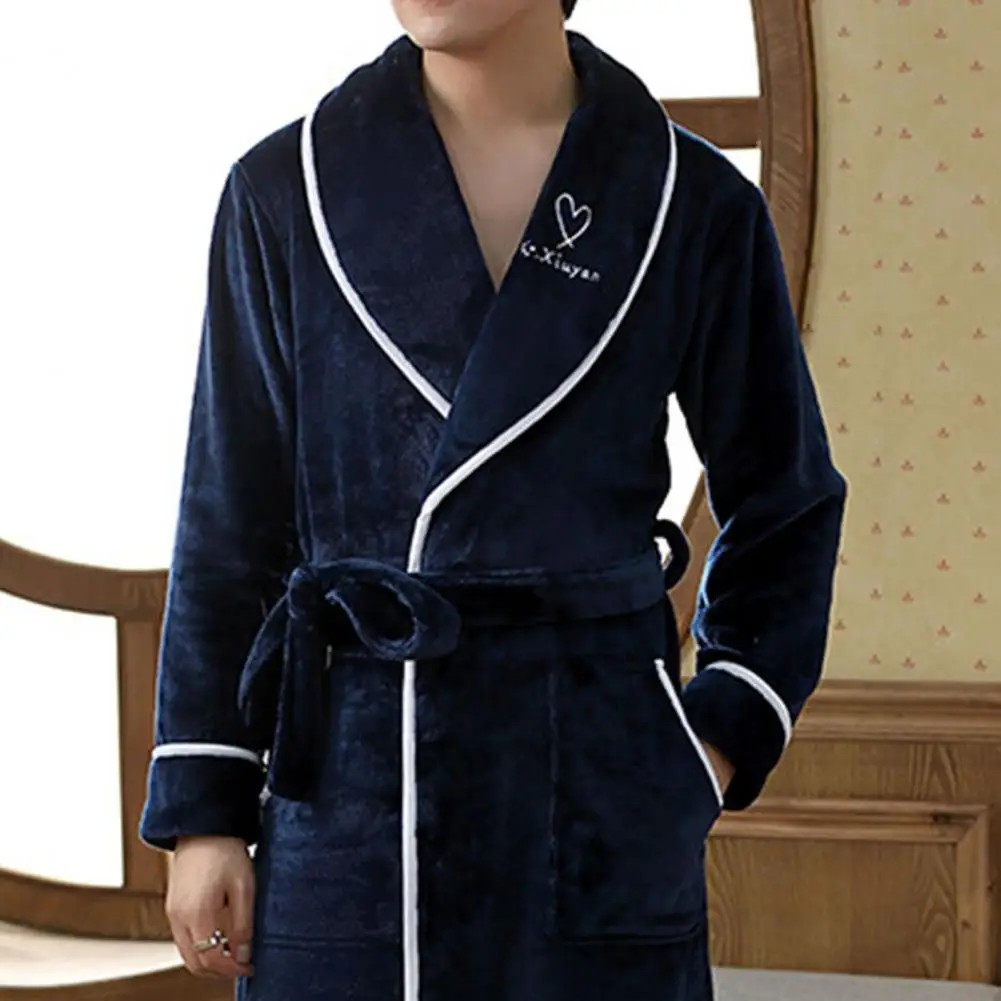 Men Home Clothes Pajamas Super Soft Highly Absorbent Winter Pajamas Pocket Design Couple Bathrobe Winter Sleepwear