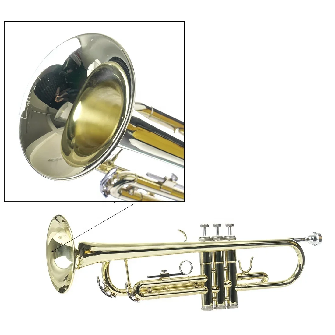 Hot-selling wholesale instrument playing B-flat brass practical exquisite gold trumpet