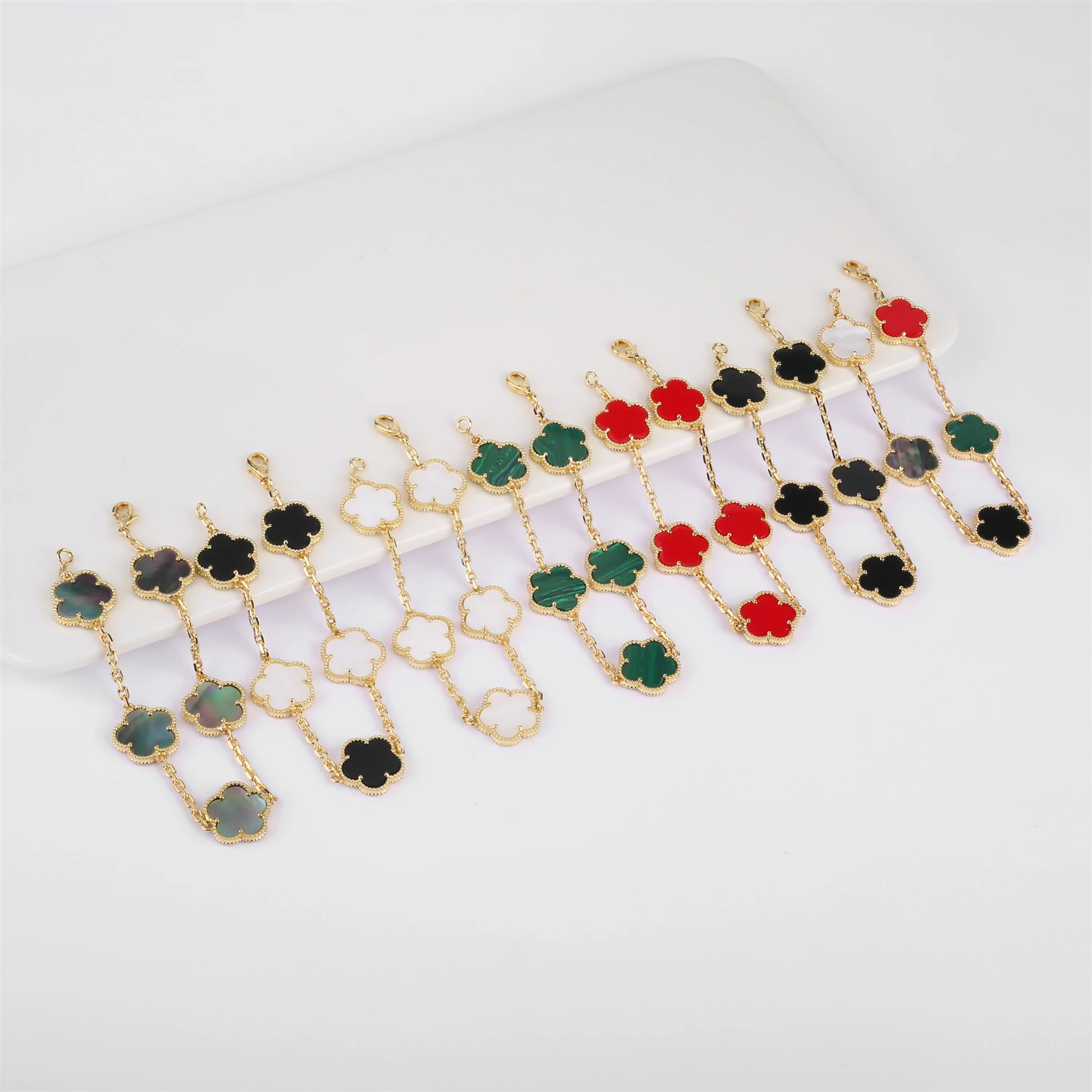 Hot Selling High Quality Fashion Brand Five Leaf Flower Clover Natural Mother of Pearl Bracelet Gold Silver Bracelet for Women