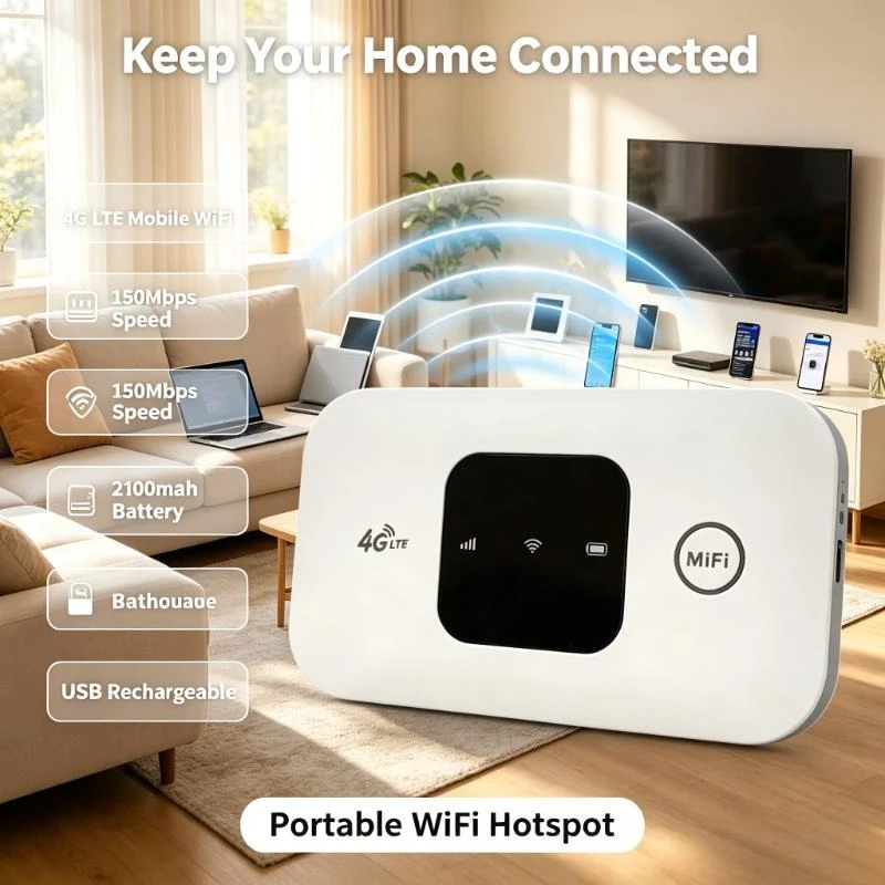 2100Mah Battery Powered 4G Lte Hotspot Router Realizes 150Mbps Wireless Access For Short Trips And Shared Office Networking