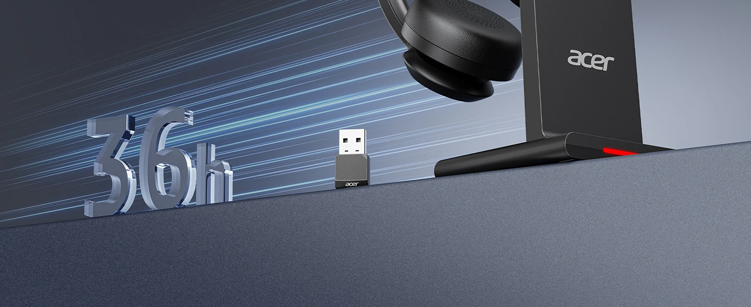 NEUE Acer HB02 Kabellose Headsets für die Arbeit 2,4G Bluetooth 5.3 Dual-Mode-Kopfhörer ENC Kristallklare Anrufe Mikrofon USB-Dongle für PC – Detail 2
