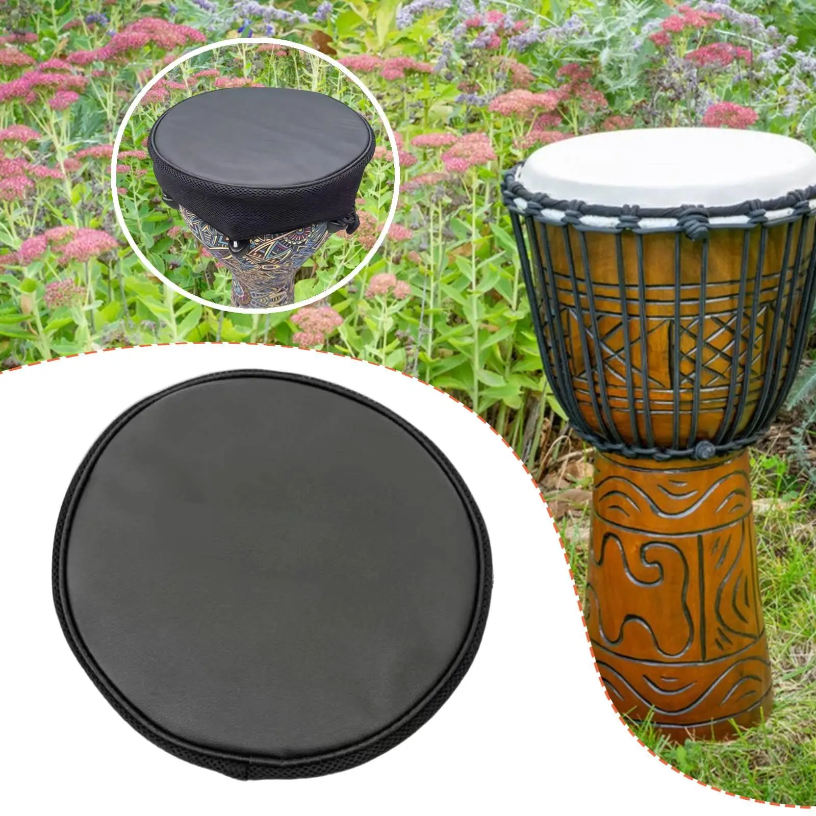 Protetor de Pele de Tambor para Djembe, Capa de Nylon Silenciadora, Acessório para Percussão, Peças de Tambor para Prática e Uso Doméstico Interno
